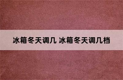 冰箱冬天调几 冰箱冬天调几档